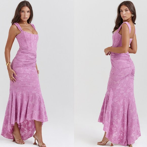 HOUSE OF CB 'Cesca' Rose Pink Floral Maxi Dress NWOT - Picture 3 of 9